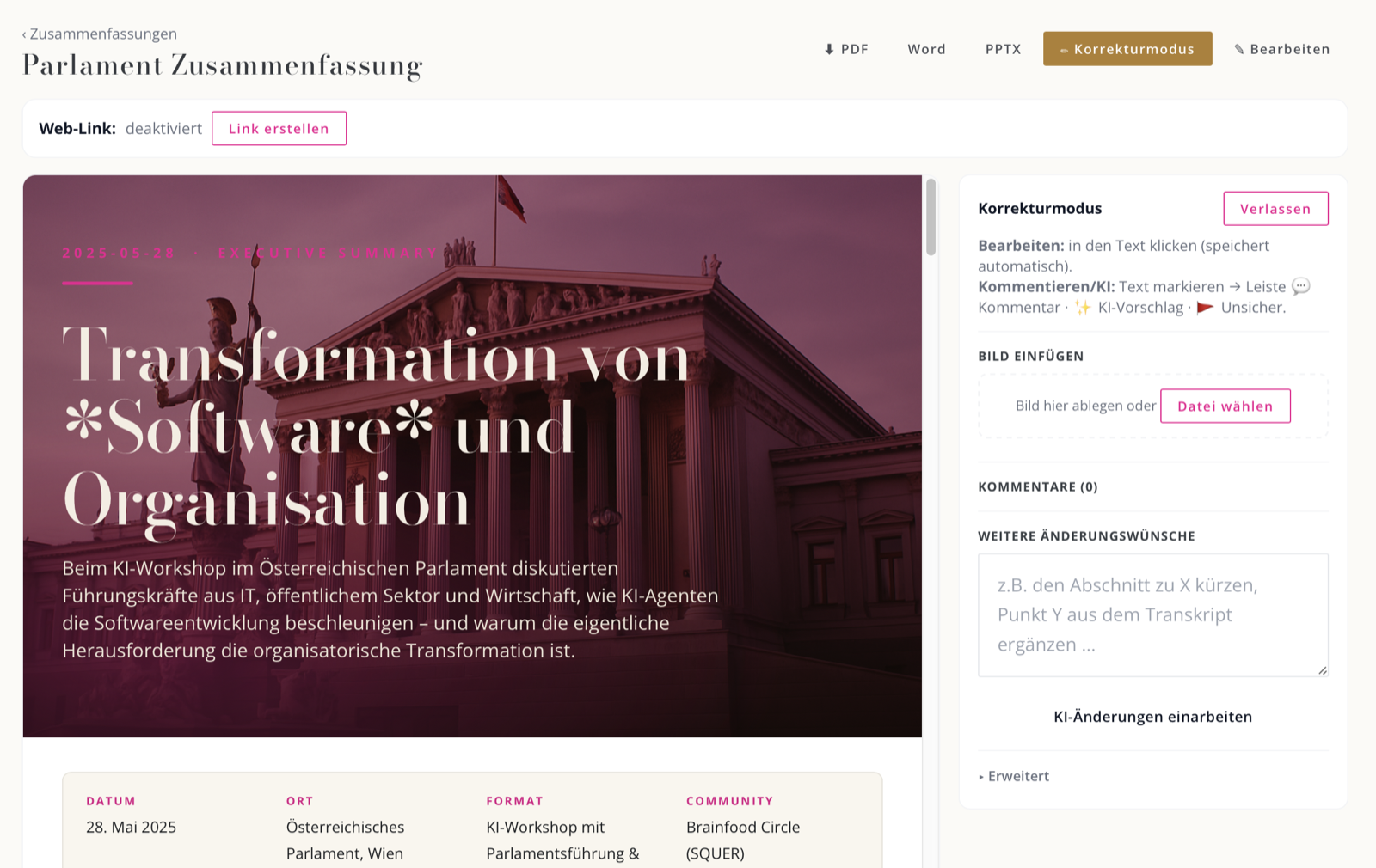 Briefly Ergebnis — redaktionelles Magazin-Layout